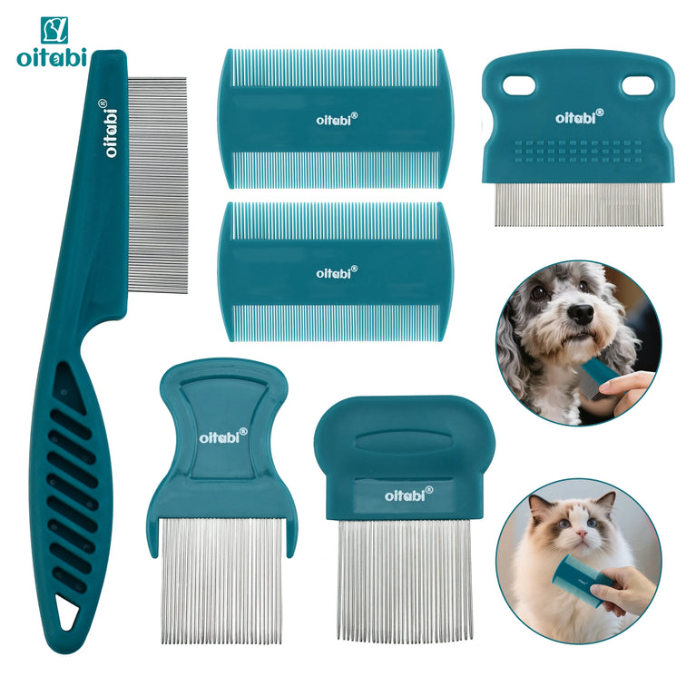 Dog Grooming Comb Set Stainless Steel Pet Flea Lice Tear Stain Remover Tool