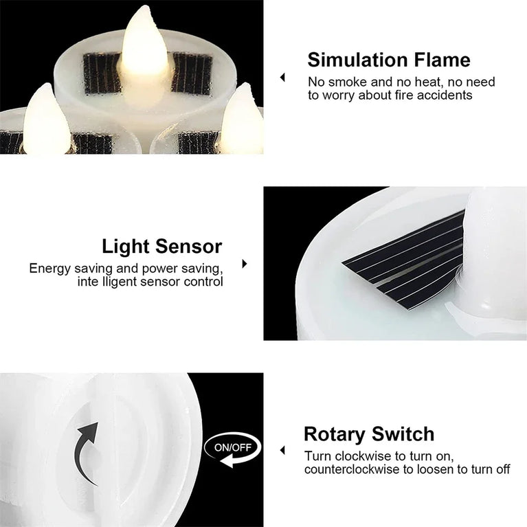 Solar LED Flameless Tea Lights | 10-Piece Waterproof Outdoor Rechargeable Candles