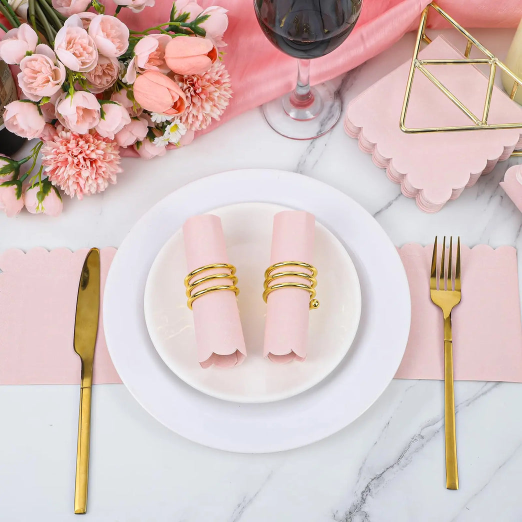 50PCS COCKTAIL SCALLOPED EDGE DISPOSABLE PAPER NAPKINS 5X5 INCH DINNER WEDDING PARTY