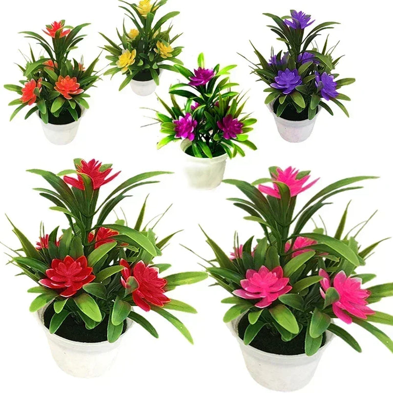 5-Head Miniature Lotus Simulation Bonsai | Creative Desktop Floral Decoration