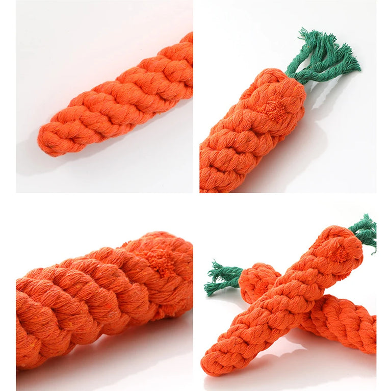Carrot Rope Dog Chew Toy Bite Resistant Teeth Cleaning Fun