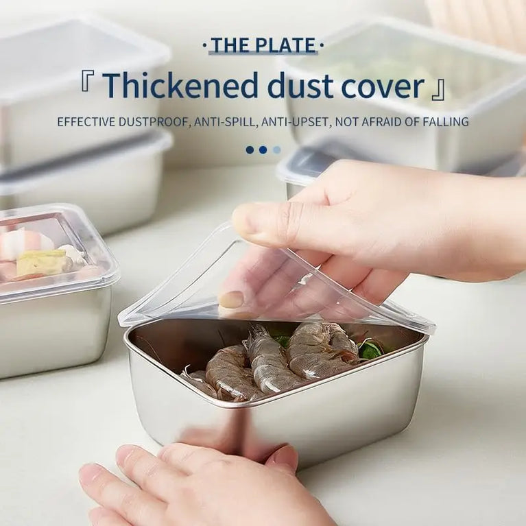 STAINLESS STEEL FOOD STORAGE CONTAINER WITH LID FOR FRESH FOOD STORAGE