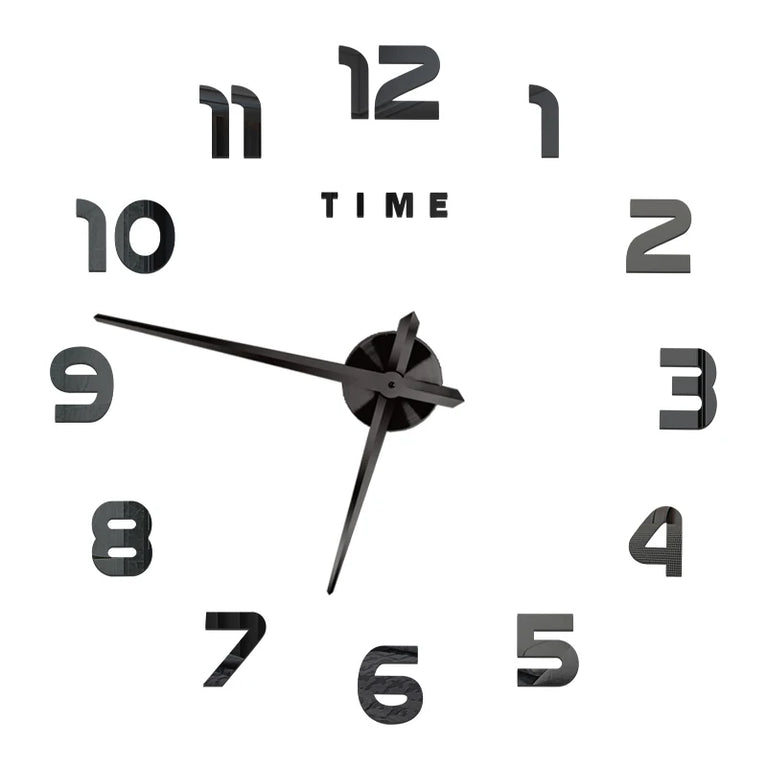 3D DIY Large Wall Clock | Modern Acrylic Mirror Surface Home Décor