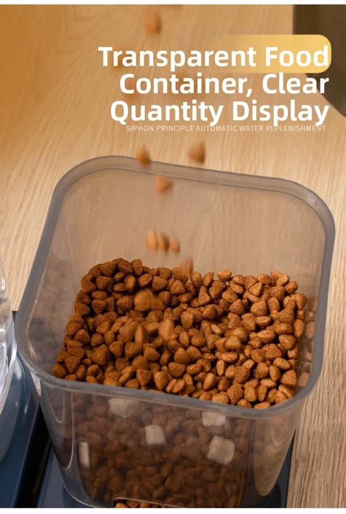 Large Capacity Pet Automatic Feeder 1.5L Food And Water Dispenser Set For Cats