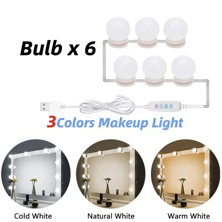 LED Hollywood Vanity Mirror Lights | Professional Detachable USB Makeup Lamps