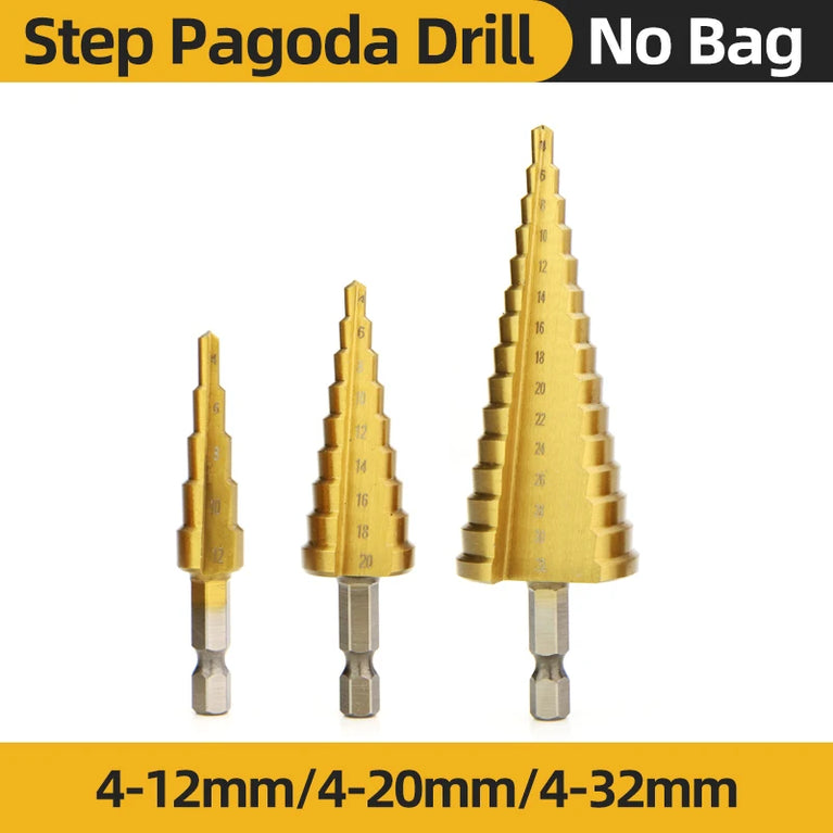 Titanium Step Drill Bit Set | High-Speed Stepped Conical Stage Drills