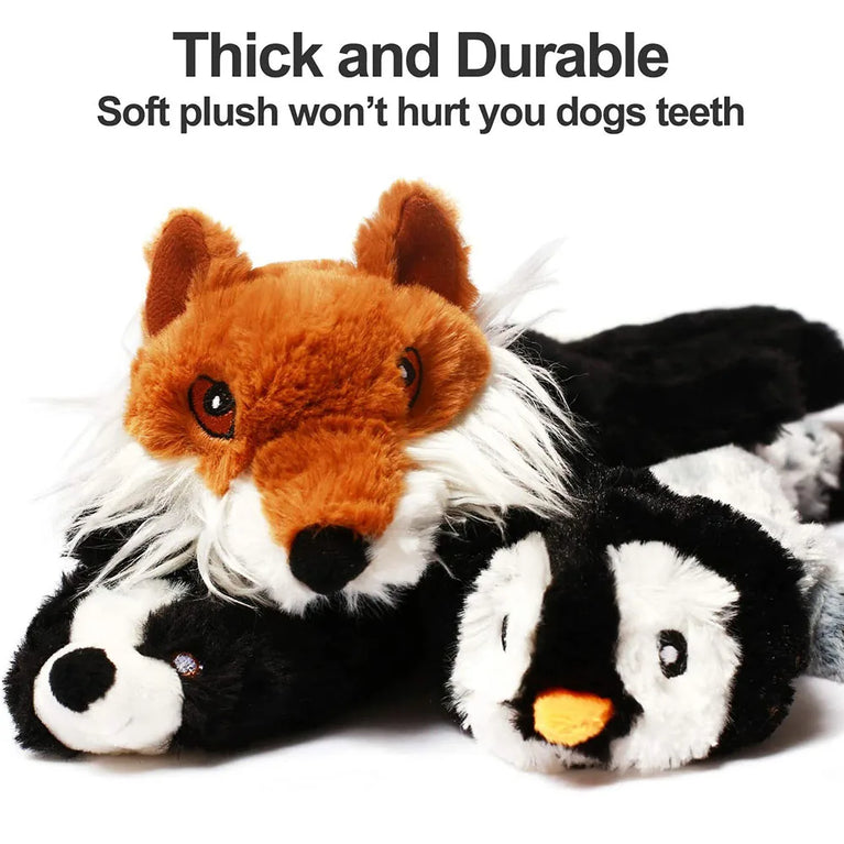 Stuffingless Squeaky Dog Toy Plush Crinkle Chew Training Toy