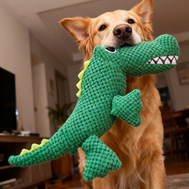 Pet Chew-Resistant Plush Interactive Toy with Sound Dinosaur Shape
