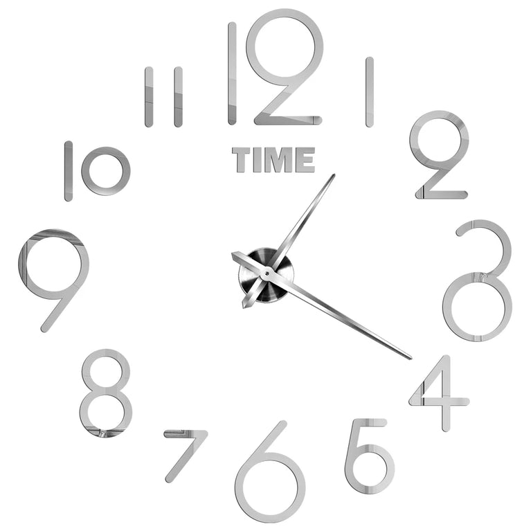 3D DIY Large Wall Clock | Modern Acrylic Mirror Surface Home Décor