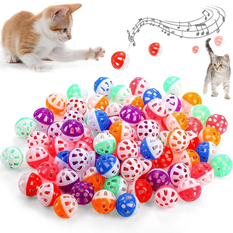 Cat Interactive Jingle Ball Plastic Cat Toys with Bell Chase Play Pet Toy Set