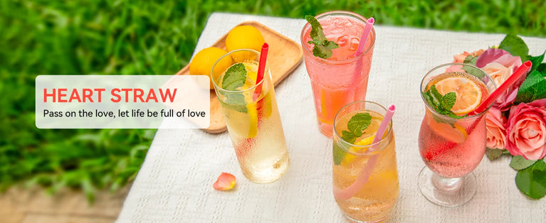 Heart Shaped Pink Straw Disposable Cute Drinking Straws for Party Wedding Cocktail Supplies
