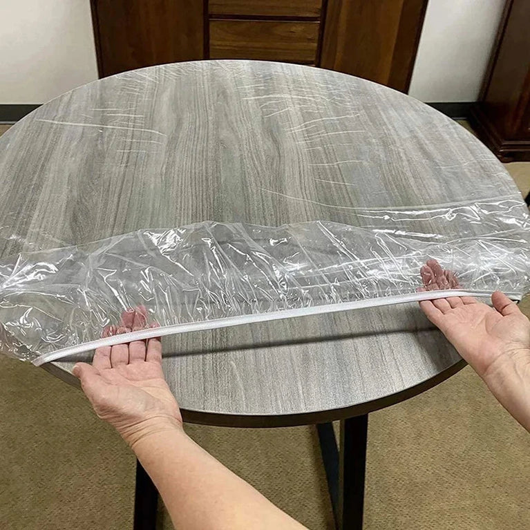 Disposable Fitted Round Tablecloths | Transparent Waterproof Protection
