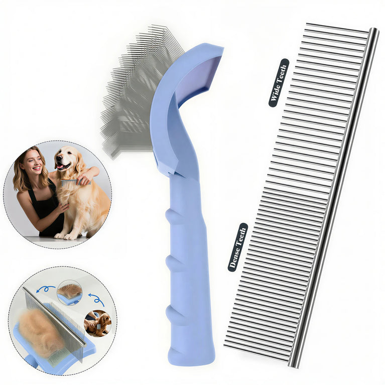 Dog Grooming Comb Shedding Hair Remove Needle Brush Slicker Massage Tool