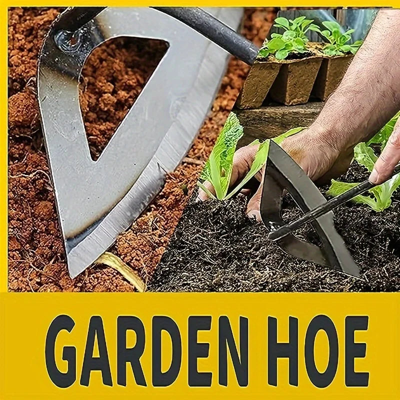Premium All Steel Hardened Hollow Garden Hoe Hand Weeding Rake Tool