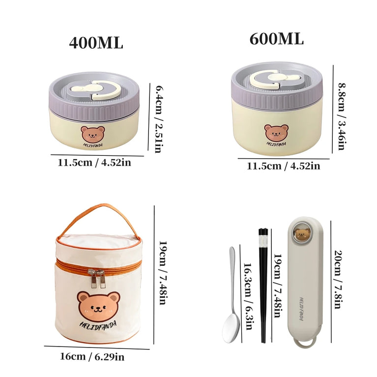 304 Stainless Steel Thermal Bento Lunch Box Leakproof Insulated Food Container