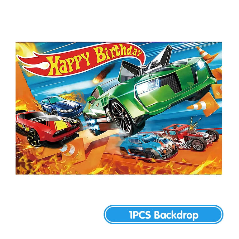 Happy Birthday Wheels Racing Car Party Disposable Tableware Set for Kids Celebration