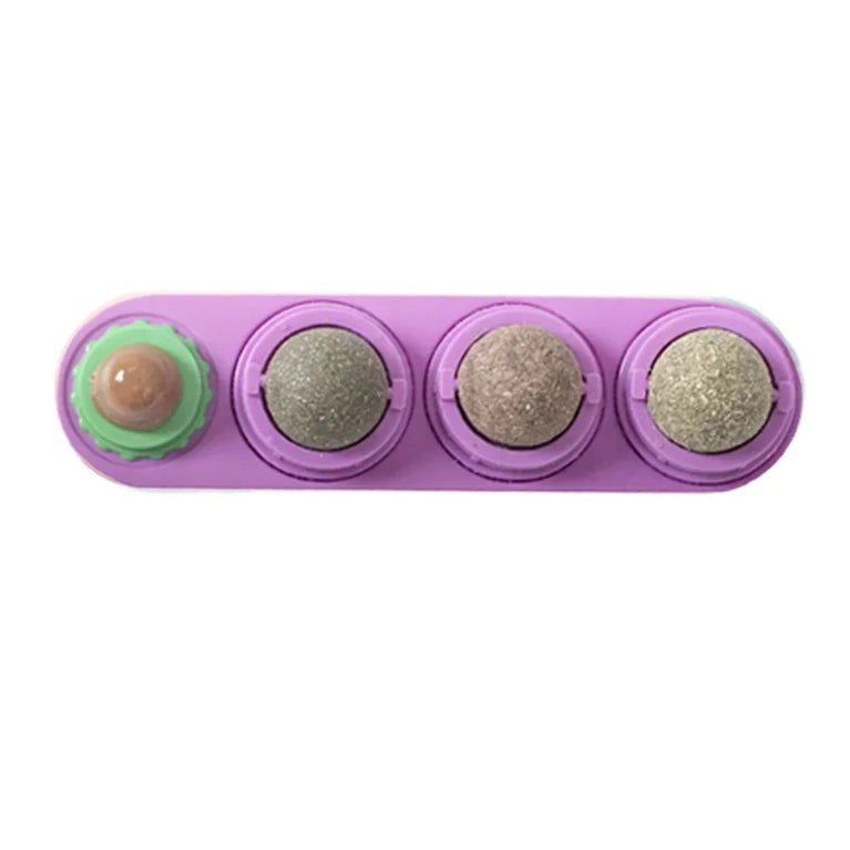 4 in 1 Rotating Catnip Silver Vine Ball Wall Stick Toy Kit