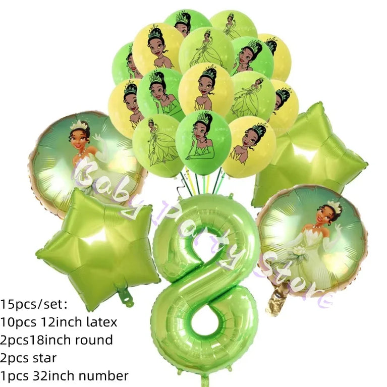 Frog Tiana Princess Party Disposable Tableware Set for Kids Birthday Decoration
