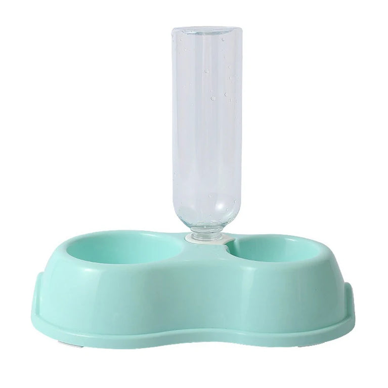 Automatic Pet Cat Bowl With Water Dispenser Raised Stand Double Dish Feeding System For Dogs And Cats