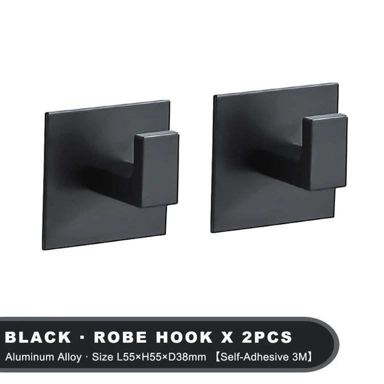 Black Self-Adhesive Wall Hooks For Hanging Keys Clothes Hanger Door Metal Robe Hook Coat Rack Towel Holder Bathroom Accessories