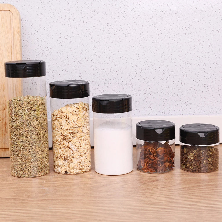Transparent Seasoning Jars Reusable Spice Storage Bottles Kitchen Container Set