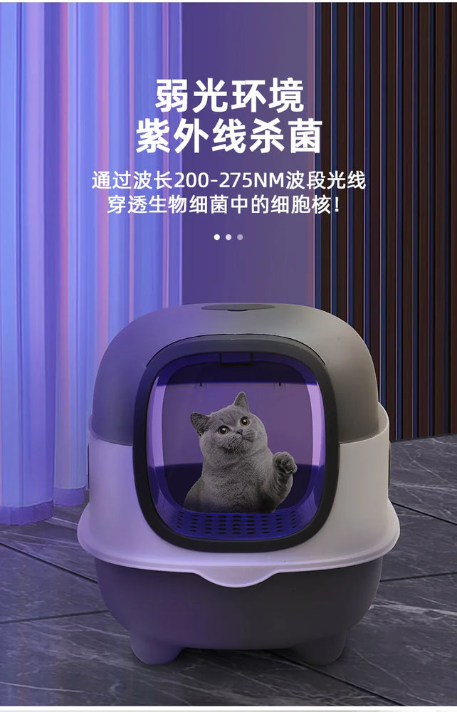 Fully Enclosed Oversized Cat Litter Box | Deodorizing Flip-Top Pet Toilet