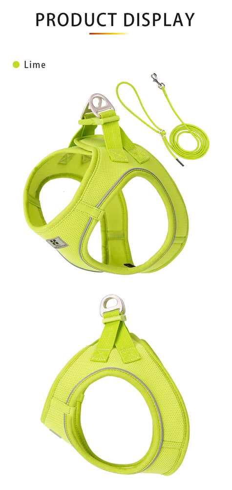 Adjustable Reflective Dog Harness Leash Set Step-In Soft Air Mesh Vest
