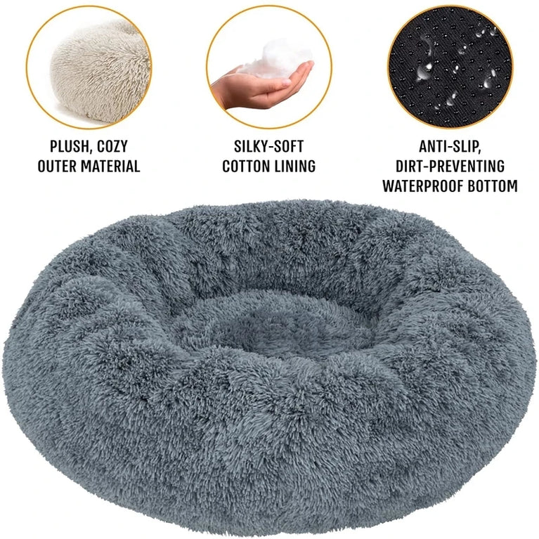 Round Plush Environment Friendly Dog Bed 40-90cm Soft Warm Pet Sleeping Nest