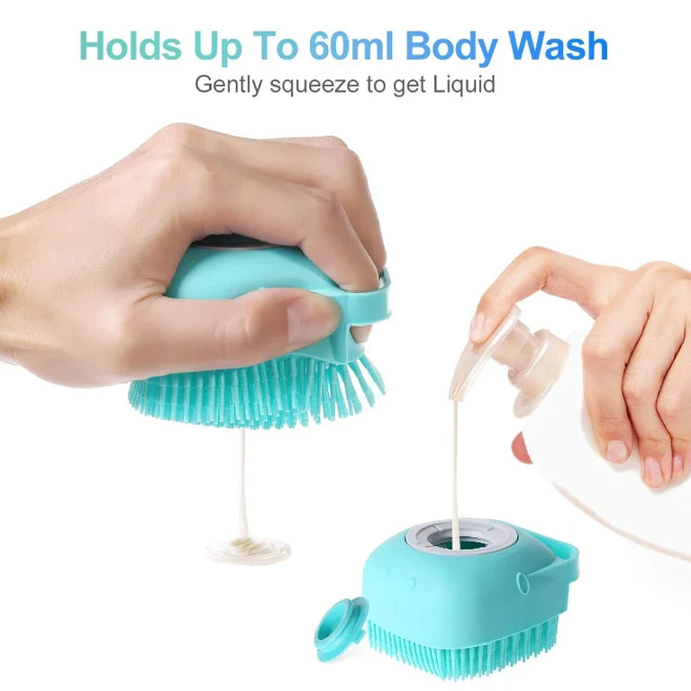 Pet Dog Shampoo Brush Silicone Massage Grooming Scrubber Bath Tool