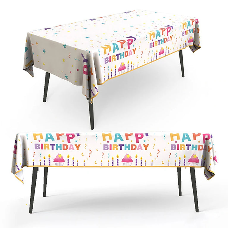 Happy Birthday Waterproof Balloon Print Party Tablecloth Cover