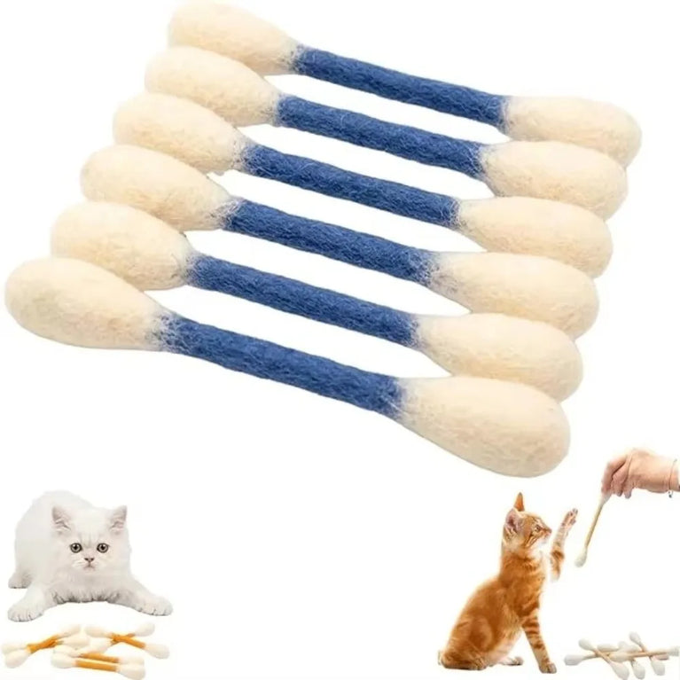 6PCS Giant Cotton Swab Felt Cat Toys Soft Kick Stick Chew Interactive Pet Toy Set