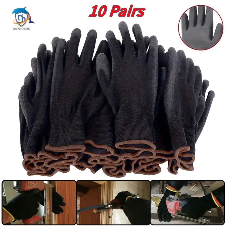 Durable Gardening Gloves Anti Slip Safety Work Gloves 10 Pairs