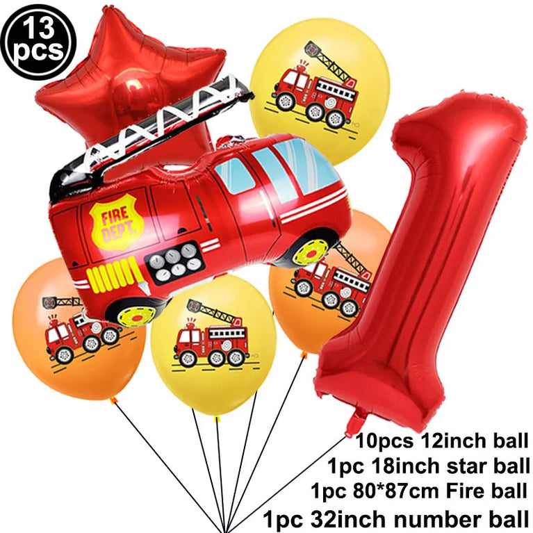 Firetruck Birthday Party Supplies Fire Theme Paper Plates Cups Napkins Set