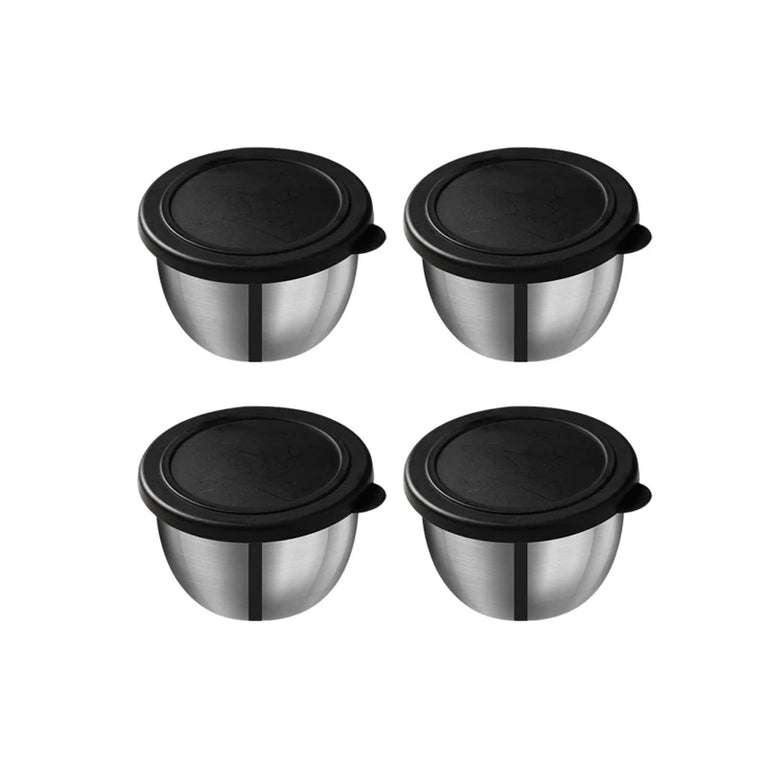 304 Stainless Steel Sauce Cup with Lid Reusable Dipping Container 75ML Portable Salad Dressing Jar Kitchen Tool