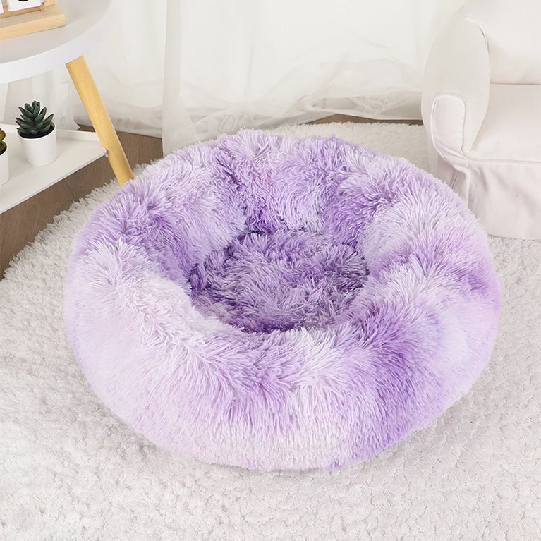 Donut Dog Bed Plush Basket Fluffy Medium Small Washable Warm Round Puppy Bed Mat