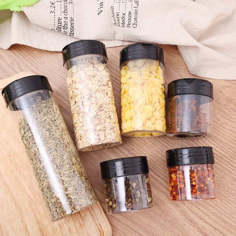 Transparent Seasoning Jars Reusable Spice Storage Bottles Kitchen Container Set
