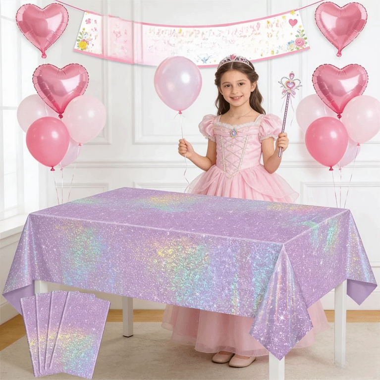 Purple Iridescent Laser Disposable Tablecloth for Party Decoration