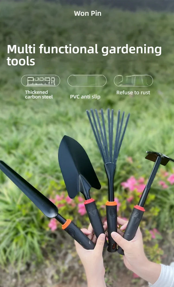 7-Piece Carbon Steel Mini Garden Tool Set for Potted Plants and Precision Gardening