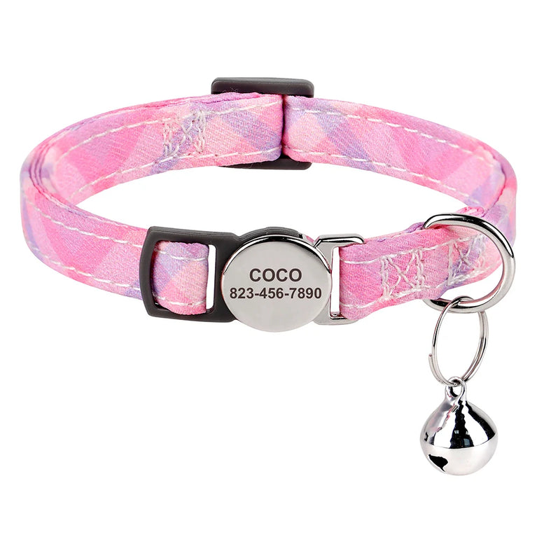 Cat Collar Free Personalized Kitten Collar Engraved Antilost Adjustabl