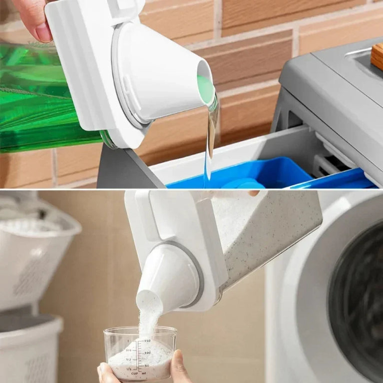 Airtight Laundry Detergent Powder Storage Box 2.3L Plastic Dispenser Container with Labels