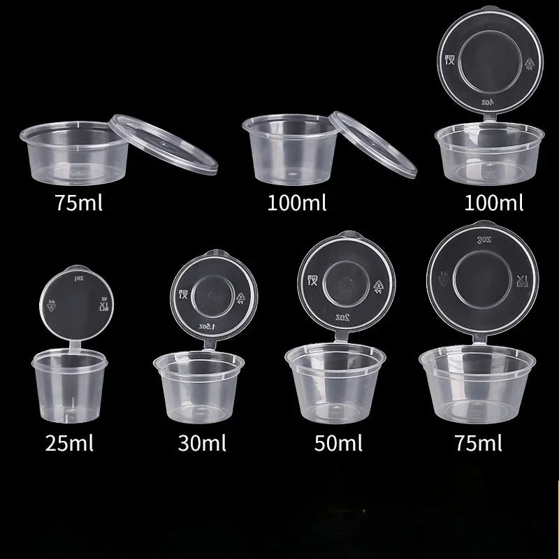100pcs Disposable Sauce Takeaway Packaging Box Round Sealed Containers With Lid for Chili Oil