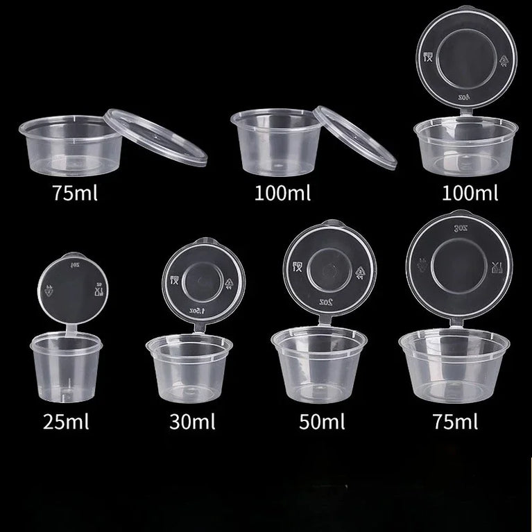 100pcs Disposable Sauce Takeaway Packaging Box Round Sealed Containers With Lid for Chili Oil