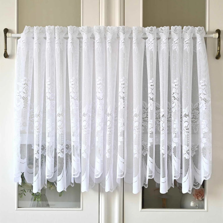 White Lace Sheer Tulle Curtains | Pastoral Floral Kitchen & Cafe Voile