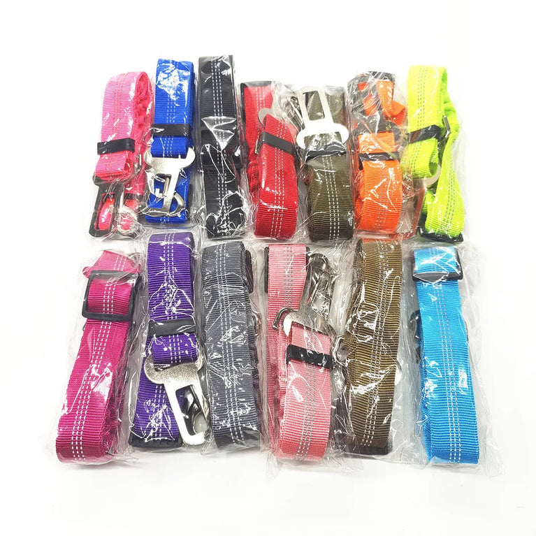 Adjustable Reflective Dog Car Seat Belt Harness With Lights Safety Travel Belt
