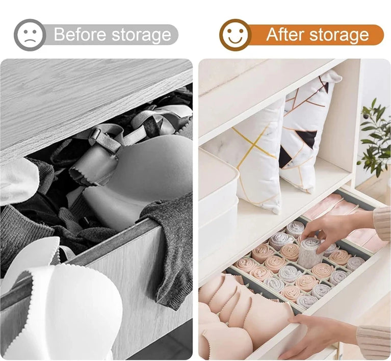 Non-Woven Underwear & Sock Organizer | Foldable Wardrobe Drawer Divider