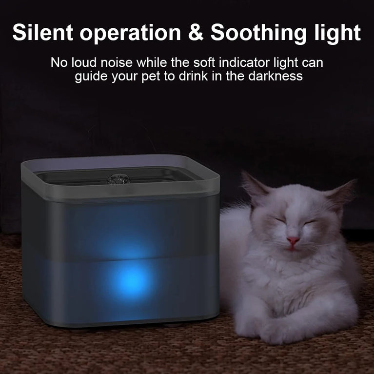 2L Cat Water Fountain LED Filter Pet Drinking Dispenser Bowl