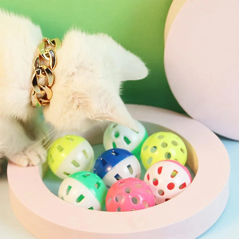 Cat Interactive Jingle Ball Plastic Cat Toys with Bell Chase Play Pet Toy Set