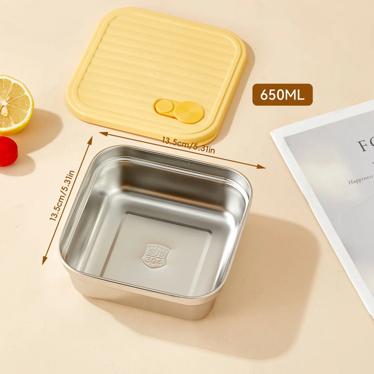 Portable Large Capacity Sealed Bento Lunch Box Stainless Steel Fruit Salad Food Container