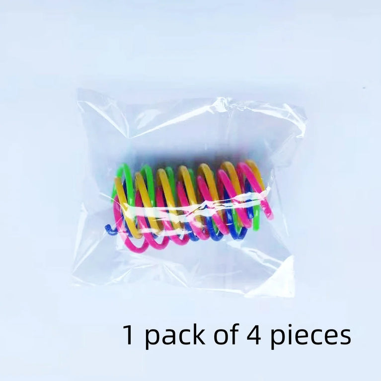 4PCS Colorful Plastic Spring Cat Toys Kitten Coil Spiral Bounce Interactive Pet Toy Set