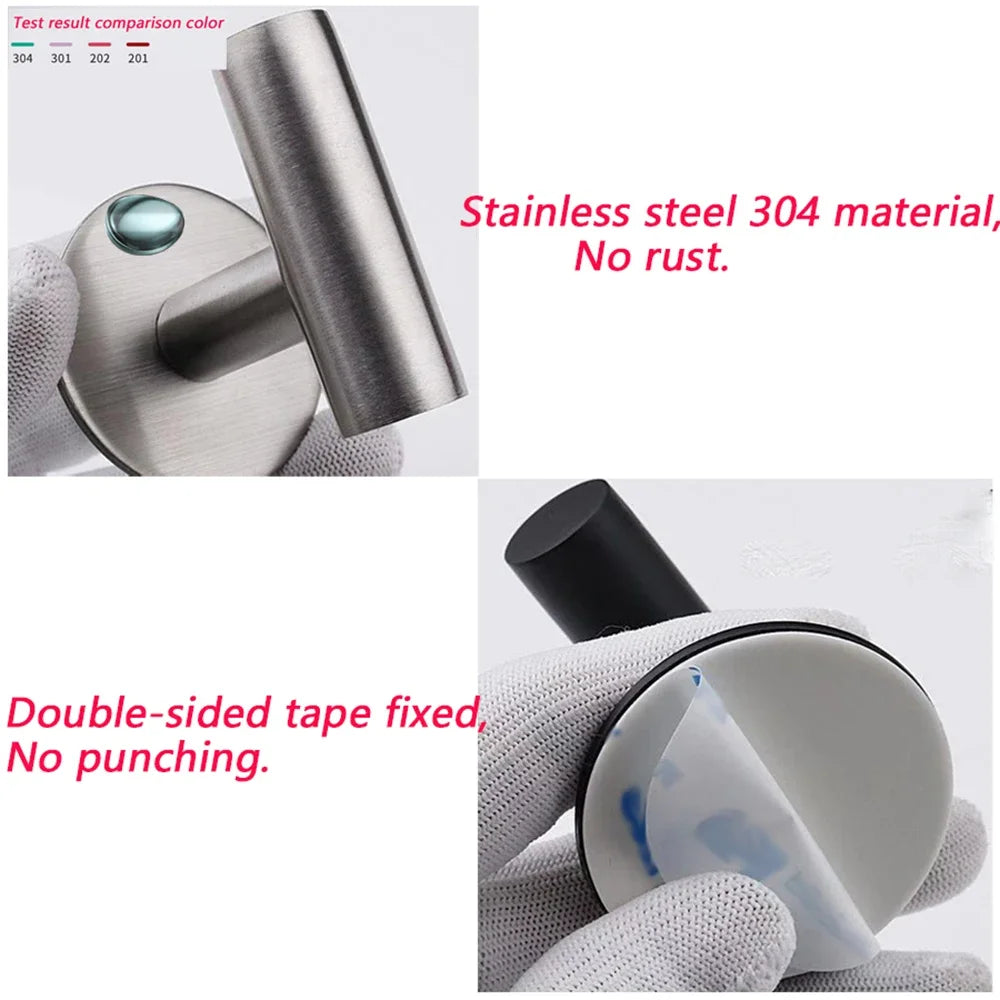 Adhesive Wall Hook Stainless Steel Robe Sticker Hooks Storage